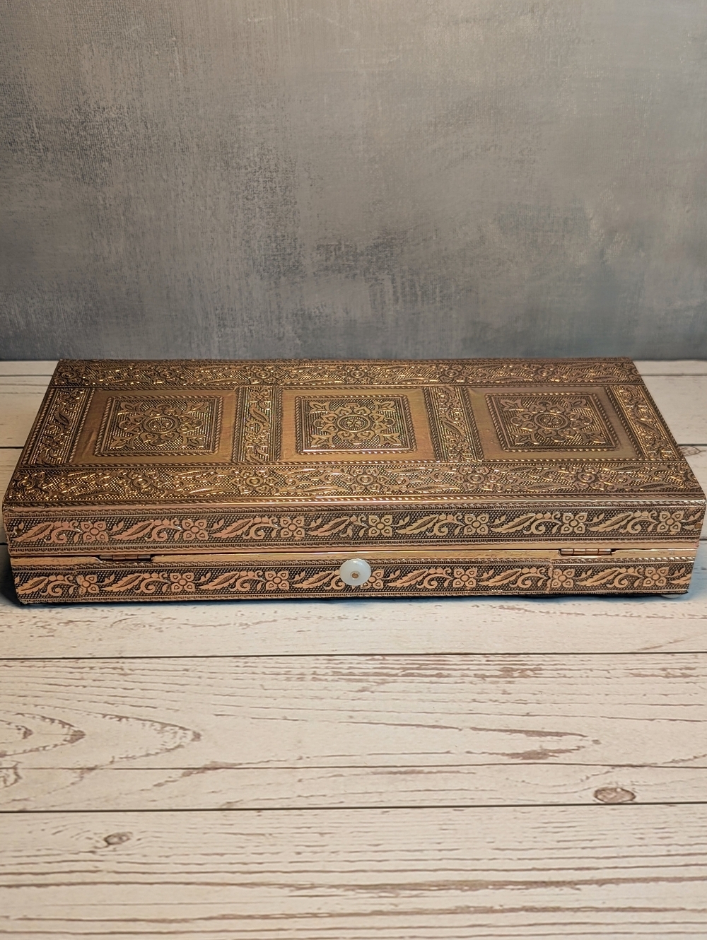 Aluminum Embossed Book Style Jewelry/Trinket Box-Rose Gold - Picture 4 of 6